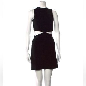 Maje Black Crew Neck Cut-Out Mini Dress